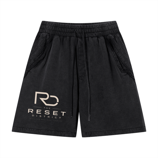 Unisex Vintage Wash Raw Edge Shorts